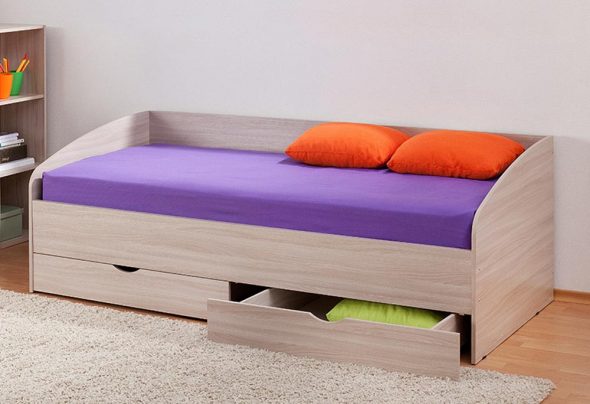 Single bed na may drawer
