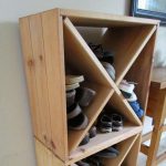 A shelf of drawers with an unusual division