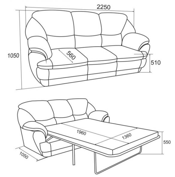 Dimensions of the sofa