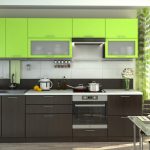 Gray and lime for the design of kitchen set