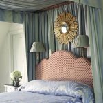 Bed and wall decoration in the bedroom with a canopy