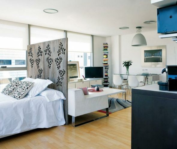 Scandinavian style bedroom living room