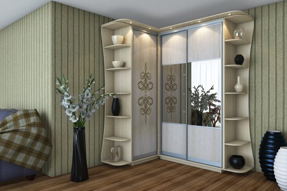 Stylish corner cabinet with light