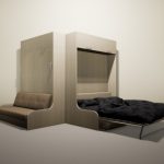 Corner wardrobe-bed-sofa in the folded and unfolded