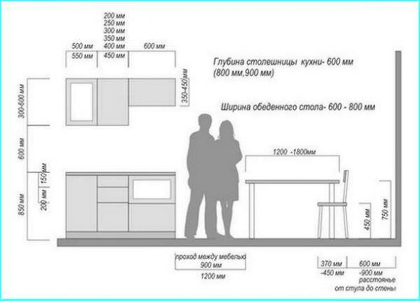 The height and design of the kitchen
