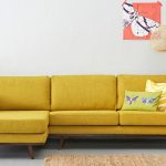 Bright yellow sofa in the interior