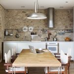 White kitchen loft without wall cabinets