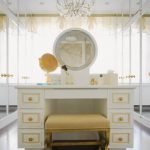 White dressing table with gold elements