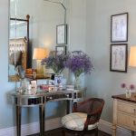 Large square mirror and unusual dressing table