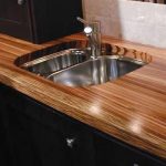 Wooden countertop with mortise sink