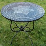 Forged table with mosaic Black Lotus