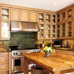 Beautiful glass cabinets in the spacious kitchen