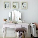 Beautiful ladies' table with soft pouf