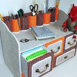Beautiful chest of drawers for cardboard crafts with fabric decor