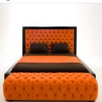 מיטת קרון בצבע חום כתום