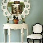 Round mirror and makeup table