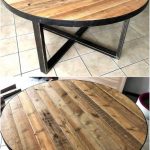 Round dining table of wooden pallets that you can build with your own hands