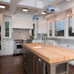 Kitchen island with a wooden countertop