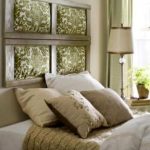 Soft green headboard from separate rectangles