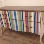 Unusual handmade striped chest of drawers