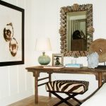 Dressing table and mirror in brown tones