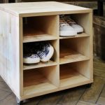 Mobile homemade bedside table for shoes