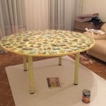 Homemade plywood table decorated photo
