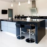 Stylish modern kitchen without wall cabinets
