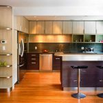 Stylish and contemporary design of the corner high kitchen
