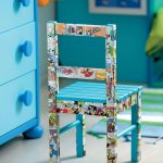 Stylish children's chair with stickers from comics