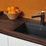 Countertop to the kitchen of dark wood