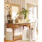 Makeup table with wood mirror