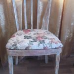 Antique chair with decoupage technique with roses