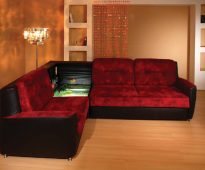 Sofa sudut merah