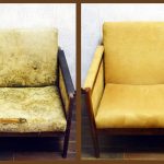 Yellow chair before and after repairing their own hands