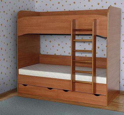Bed for two children from chipboard