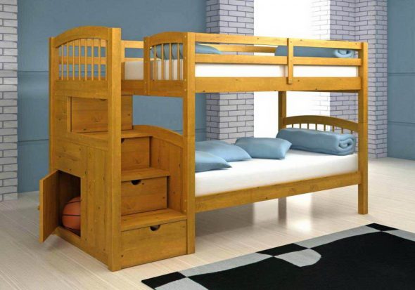 Praktyczne drewniane łóżko piętrowe