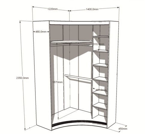 Radial concave cabinet