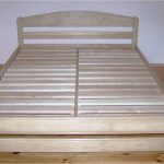 Homemade wooden bed without a mattress