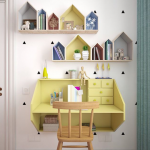 Shelves-houses above the table in the nursery