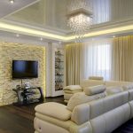 Mirror ceiling organically fit into the living room interior