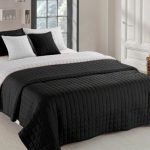 Black and white bed cover