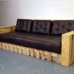 Sofa with a wooden frame and a leatherette leatherette seat