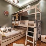Bunk wooden bed, made in the form of a house