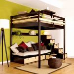 Bunk loft bed is suitable for sleeping upstairs and relaxing on the first tier