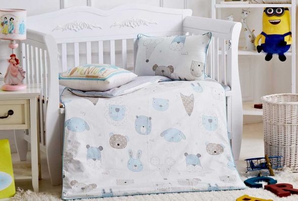 Djur-satin baby sängkläder set