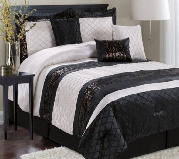 Black and white bedspread