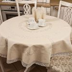 Beautiful linen tablecloth with decorative inserts