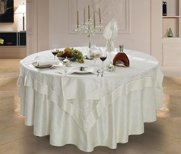 Round at square tablecloth