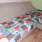 Patchwork couch on sofa seat